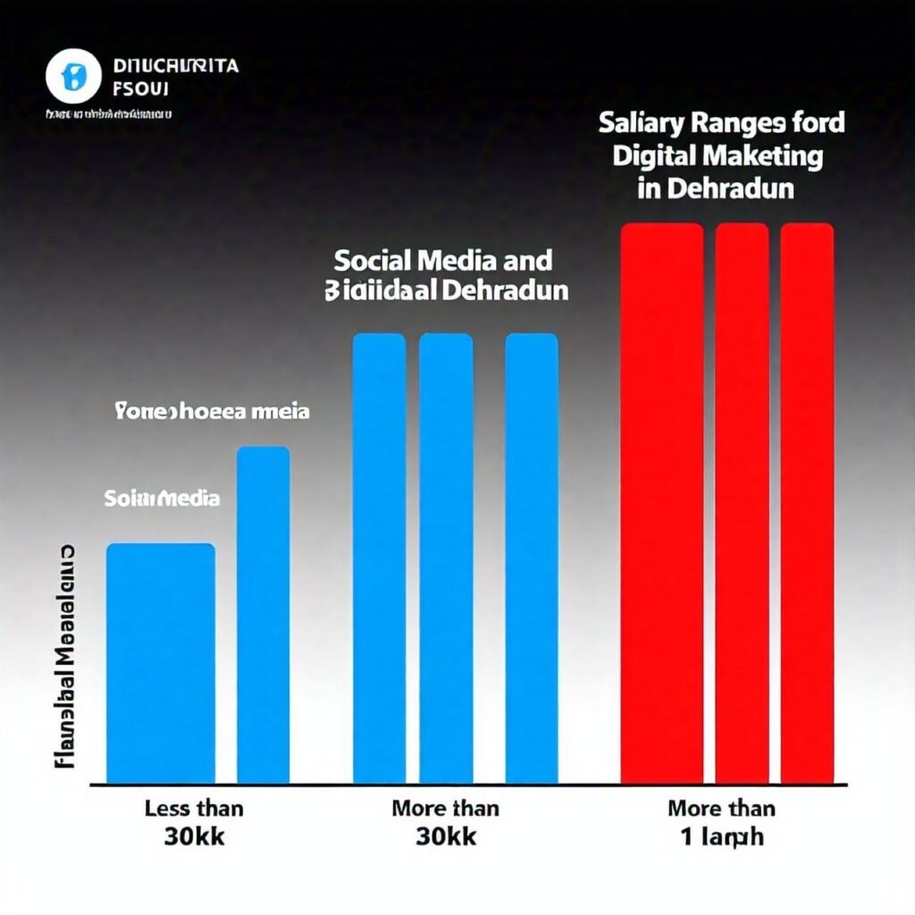 A bar chart showing salary ranges for social media and digital marketing jobs in Dehradun.